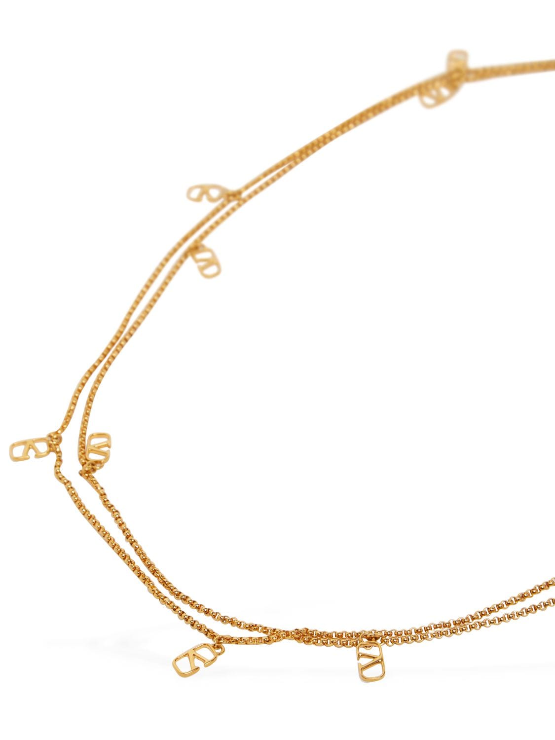 Shop Valentino Multi V Logo Charm Necklace In Gold