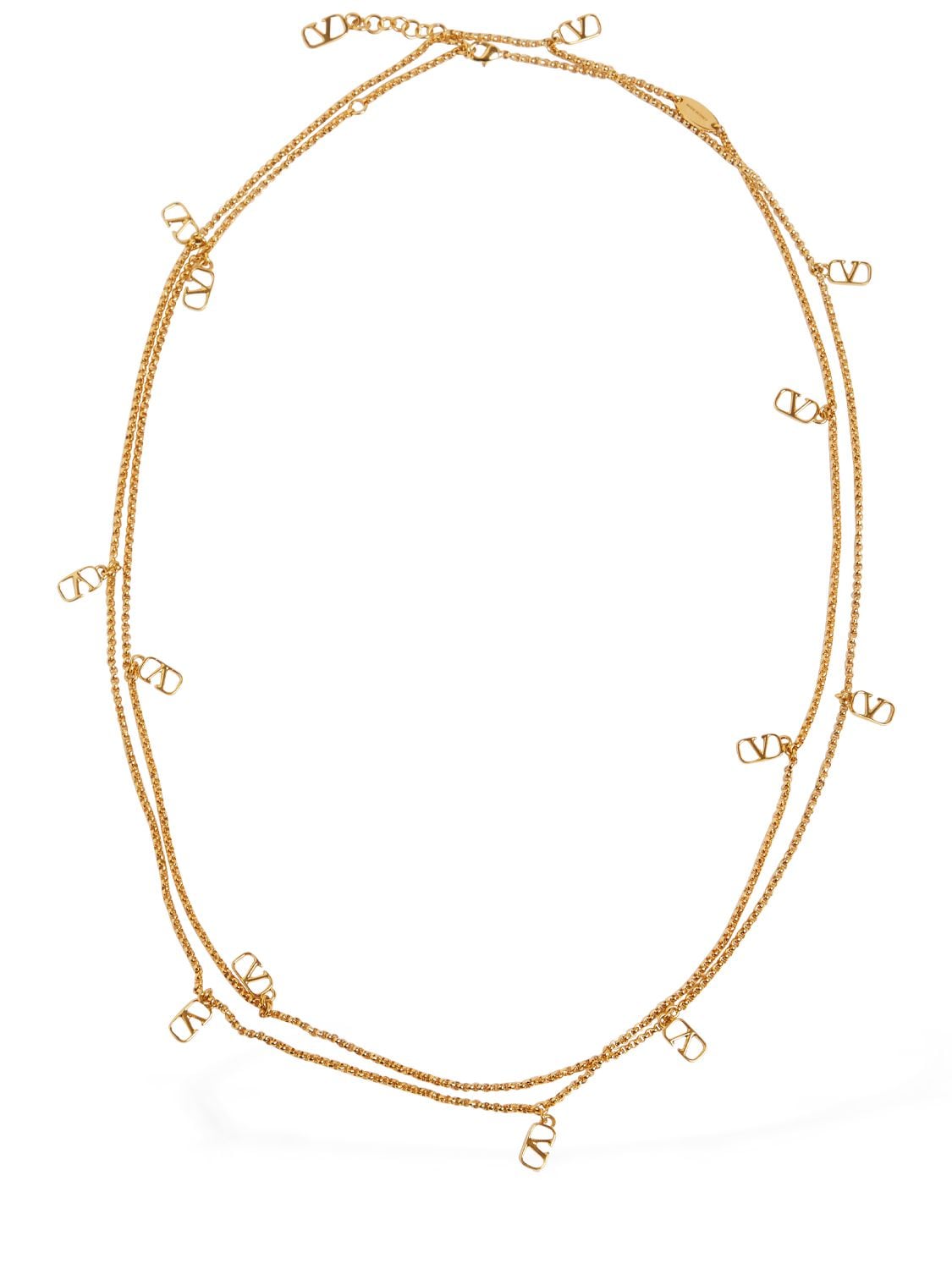 Valentino Garavani Multi V Logo Charm Necklace In Gold