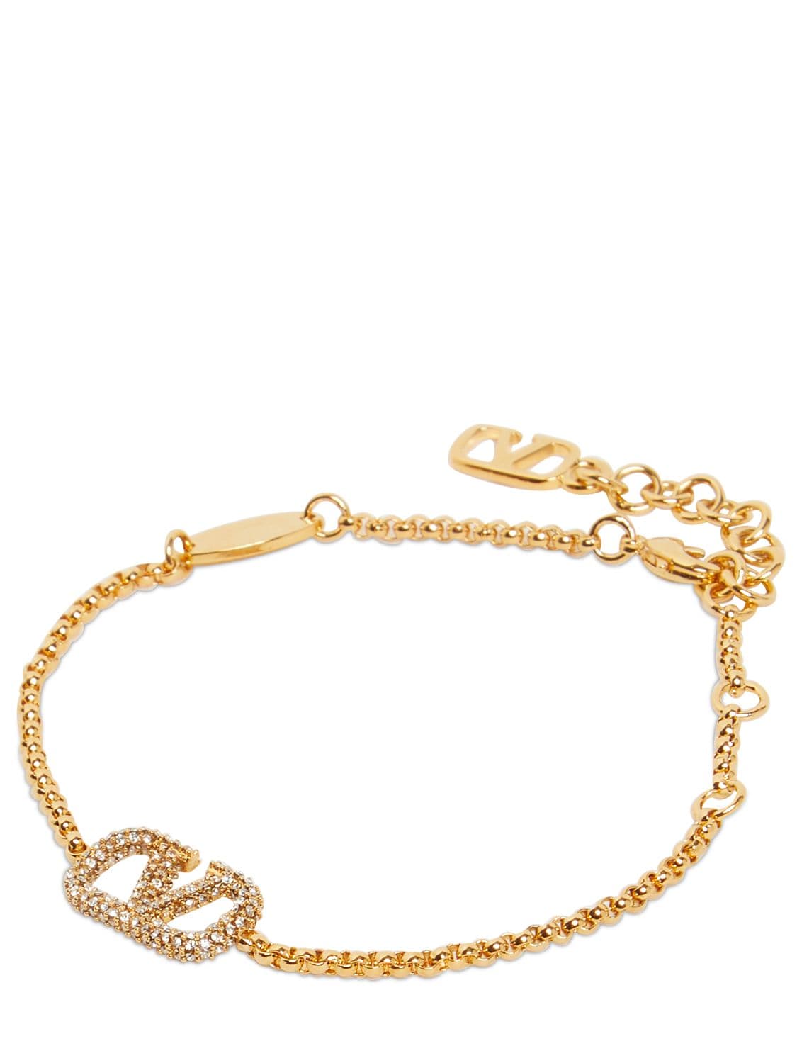 Shop Valentino V Logo Signature Crystal Bracelet In Gold,crystal