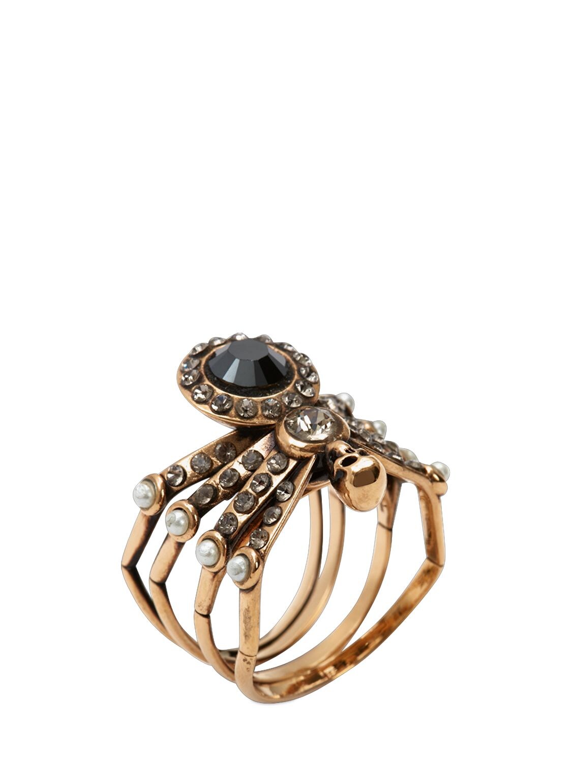 Shop Alexander Mcqueen Spider Brass Ring In Gold
