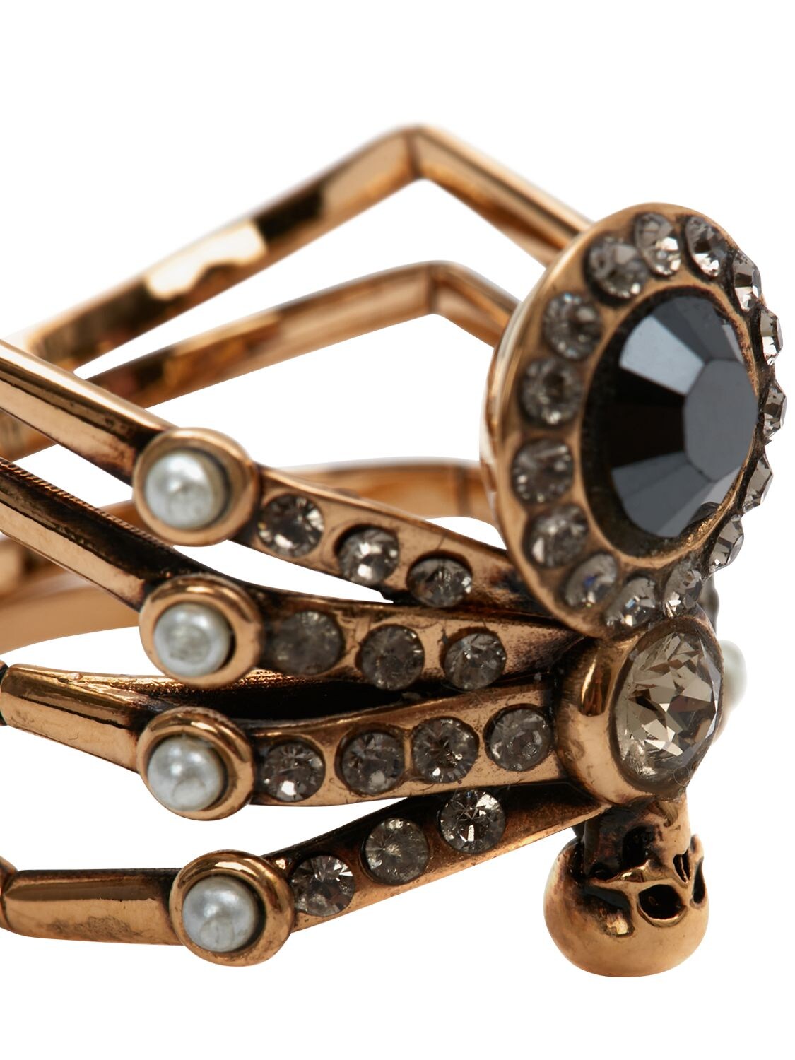 Shop Alexander Mcqueen Spider Brass Ring In Gold