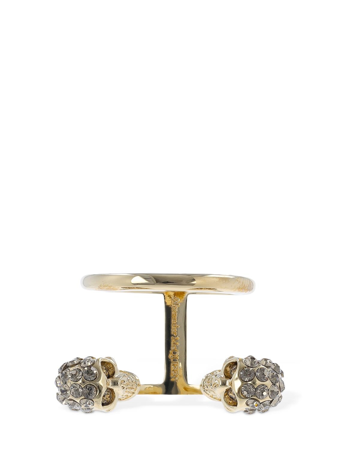 Shop Alexander Mcqueen Double Skull Stacked Ring In 실버
