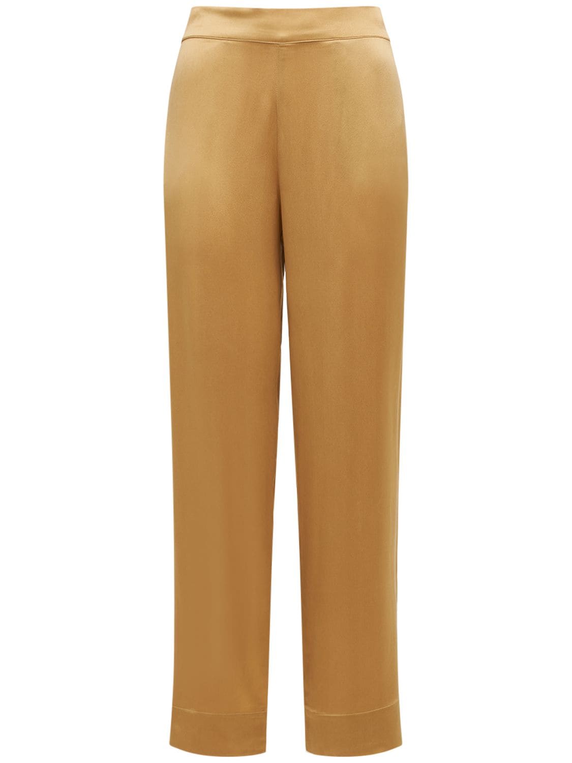 Asceno The London Silk Satin Pajama Pants In Yellow | ModeSens
