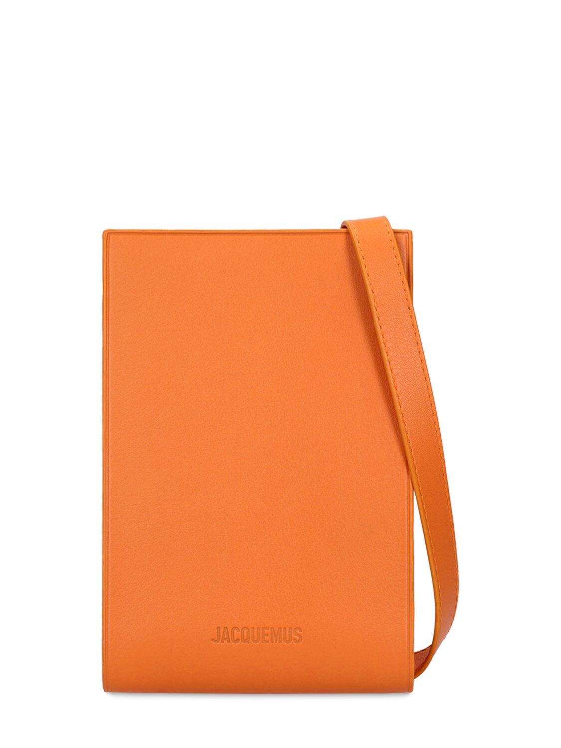 Jacquemus Le Gadju Leather Phone Holder In Orange