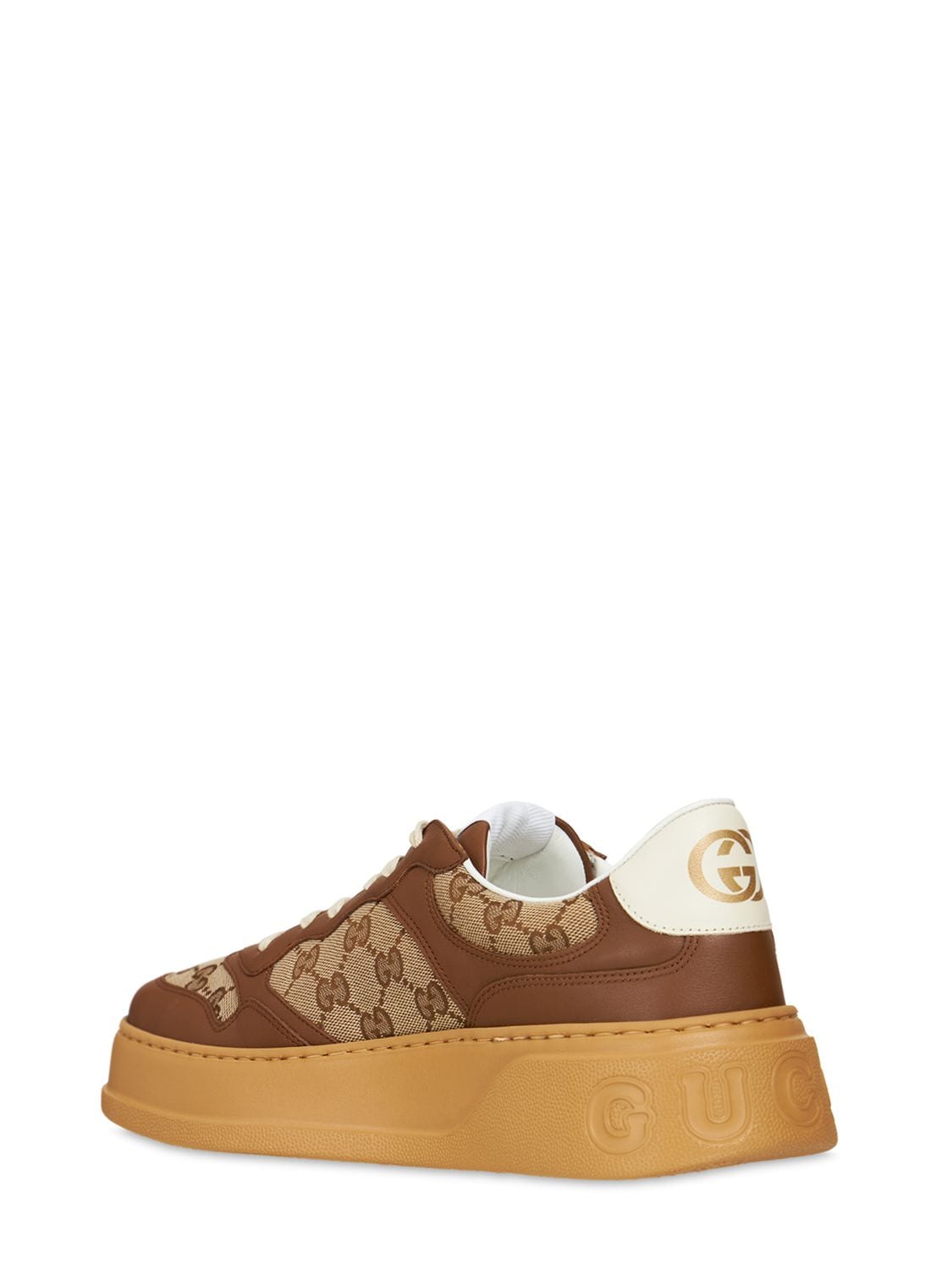 Shop Gucci Gg Canvas & Leather Sneakers In Brown,beige