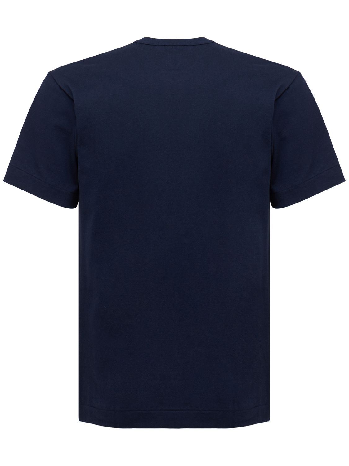 Shop Comme Des Garçons Play Double Heart Patch Cotton Jersey T-shirt In Navy