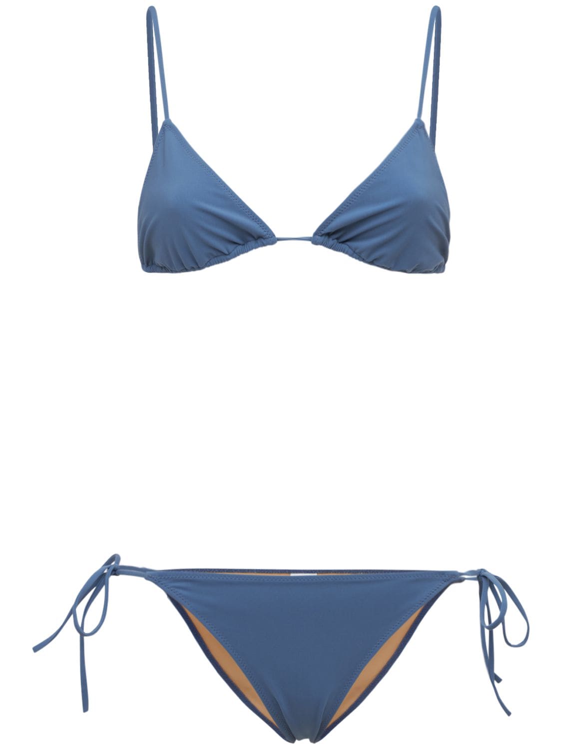 Shop Lido Venti Self-tie Triangle Bikini In Mid Blue