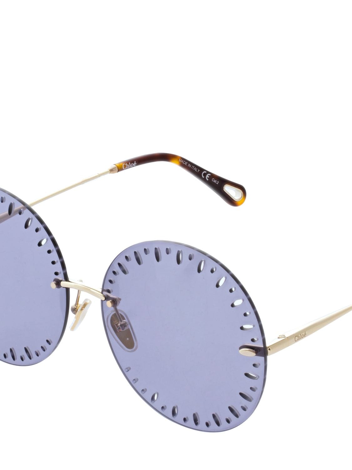 Shop Chloé Ysé Round Metal Sunglasses In Gold,blue