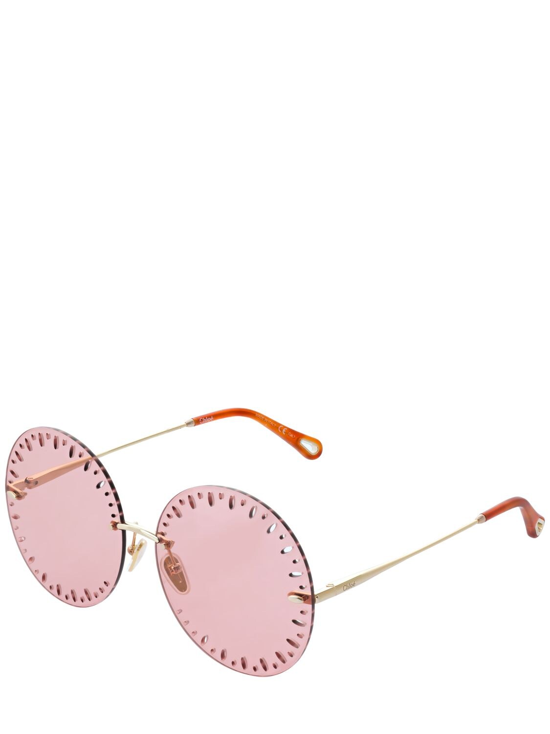 Shop Chloé Ysé Round Metal Sunglasses In Золотой,розовый