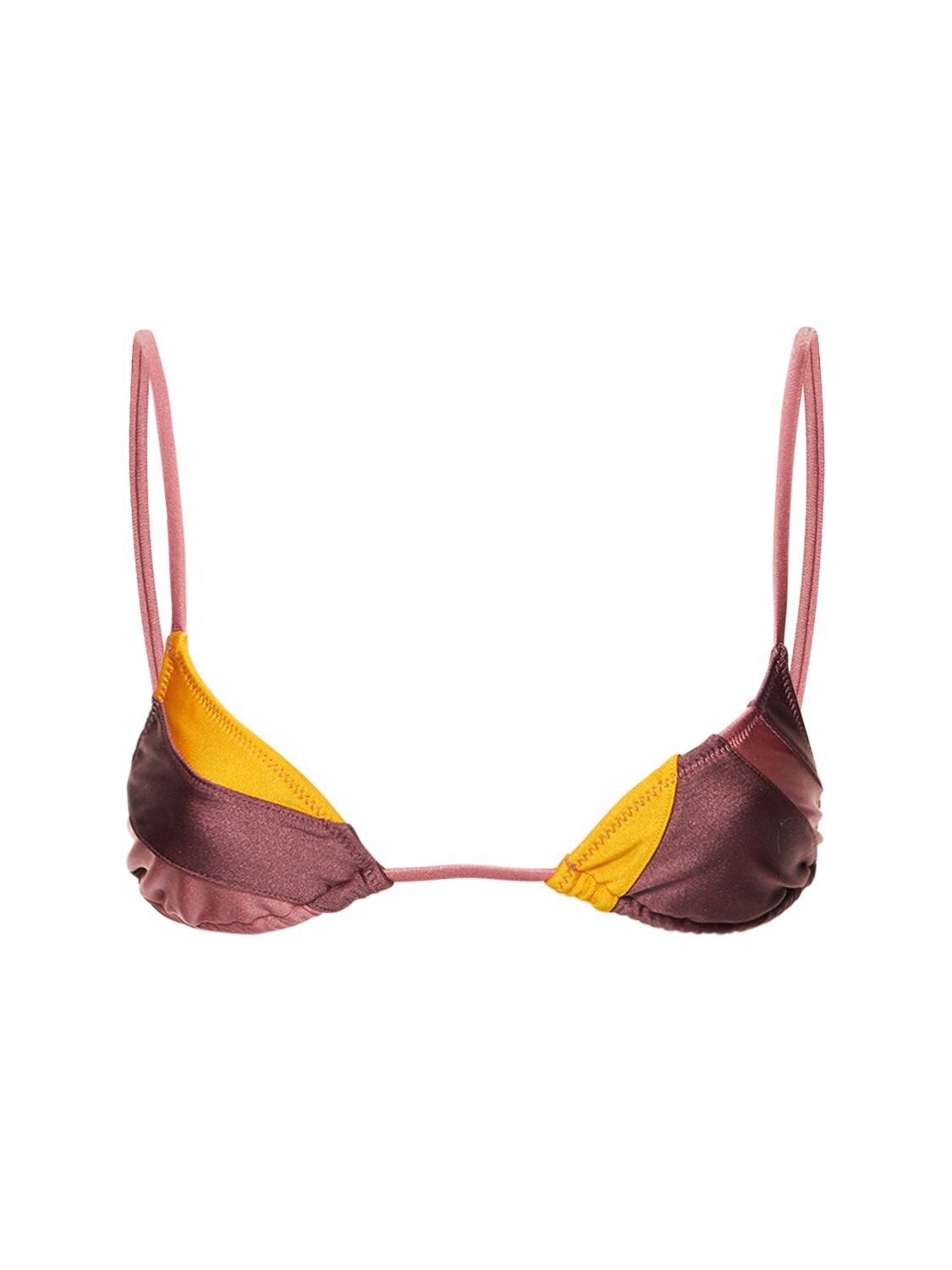 Patchwork Equator Triangle Bikini Top