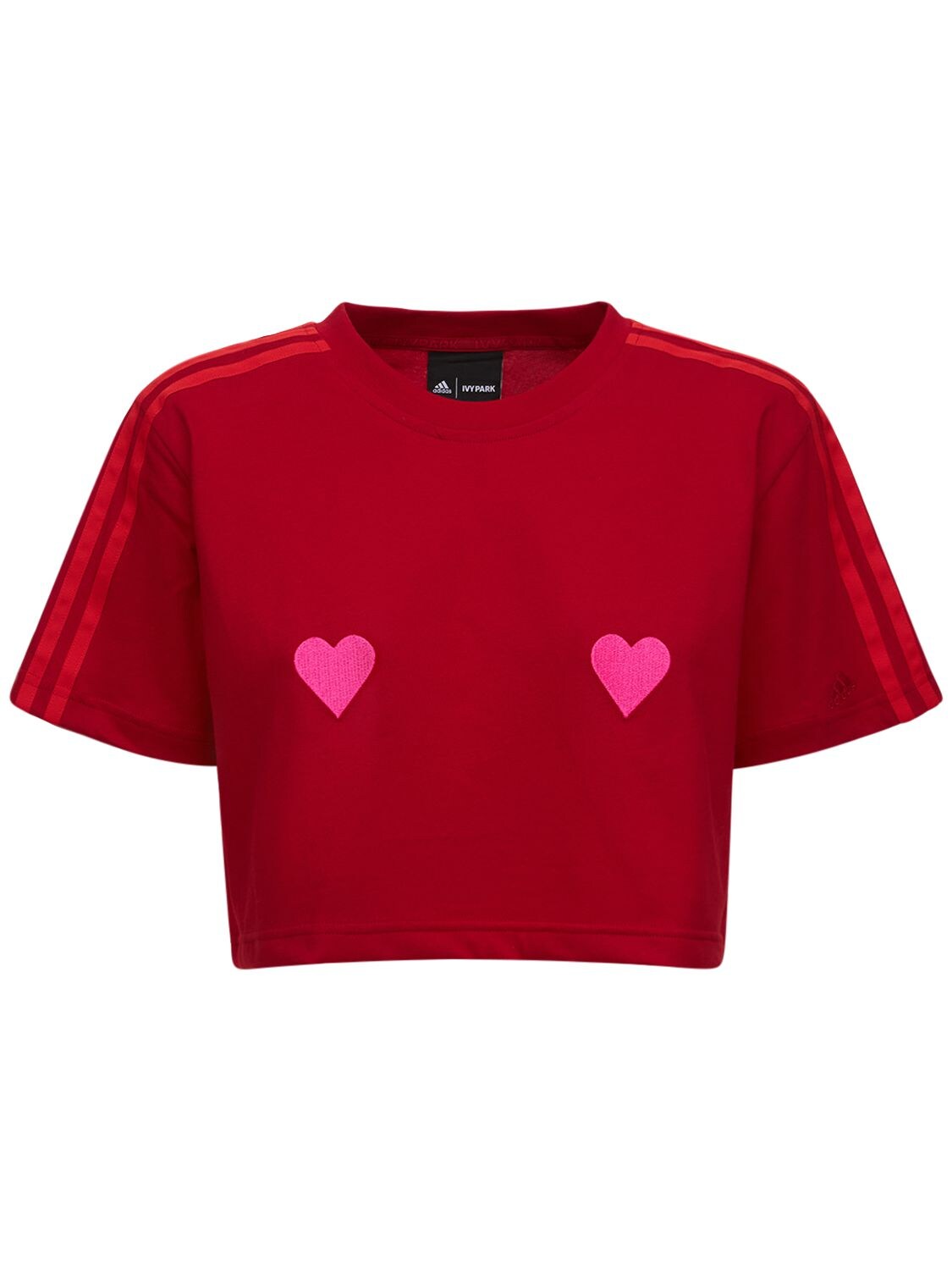 Adidas X Ivy Park Ivy Park Cropped Cotton T Shirt In Red Modesens