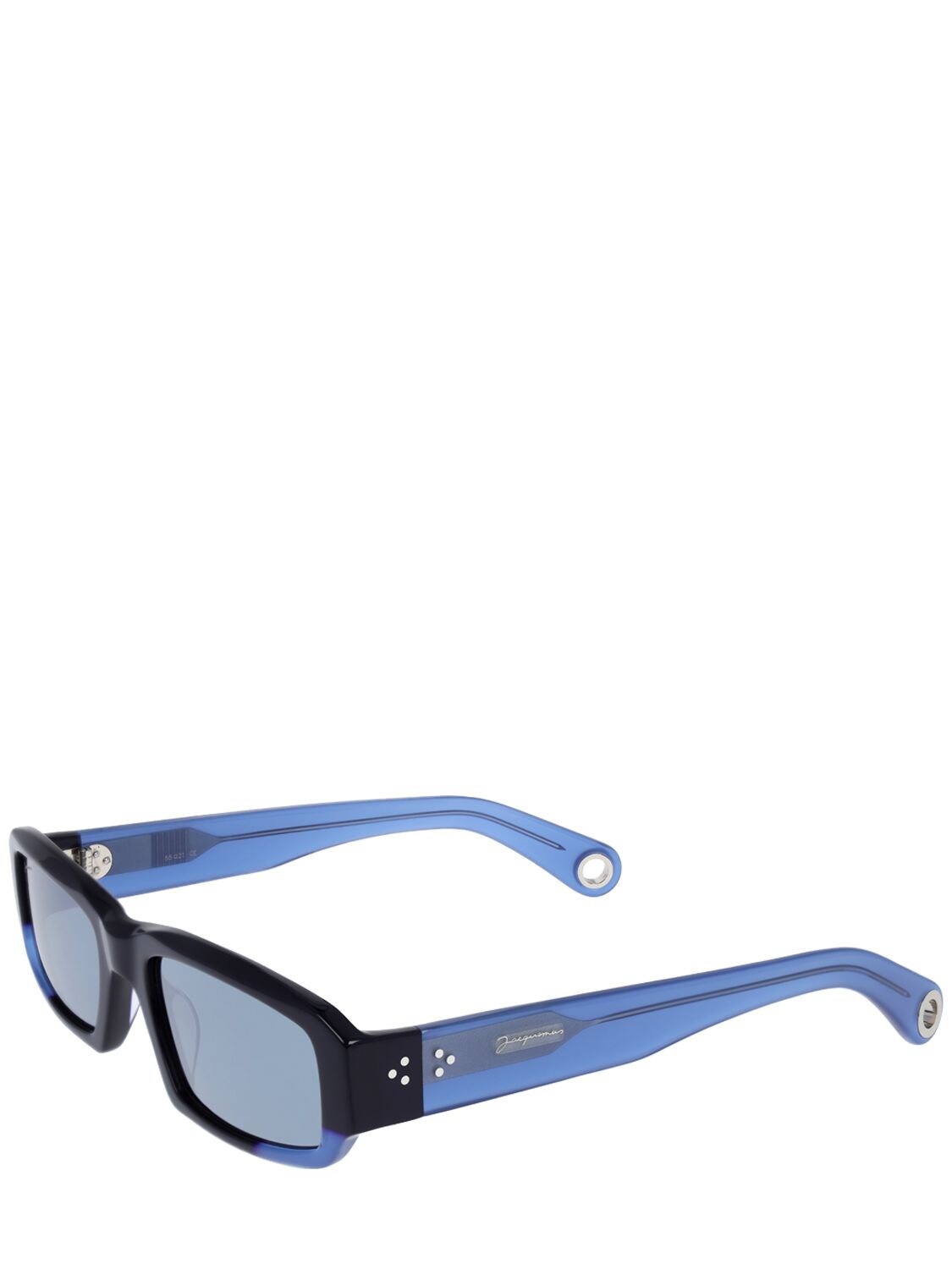 Shop Jacquemus Les Lunettes Altu Sunglasses In Navy,smoke