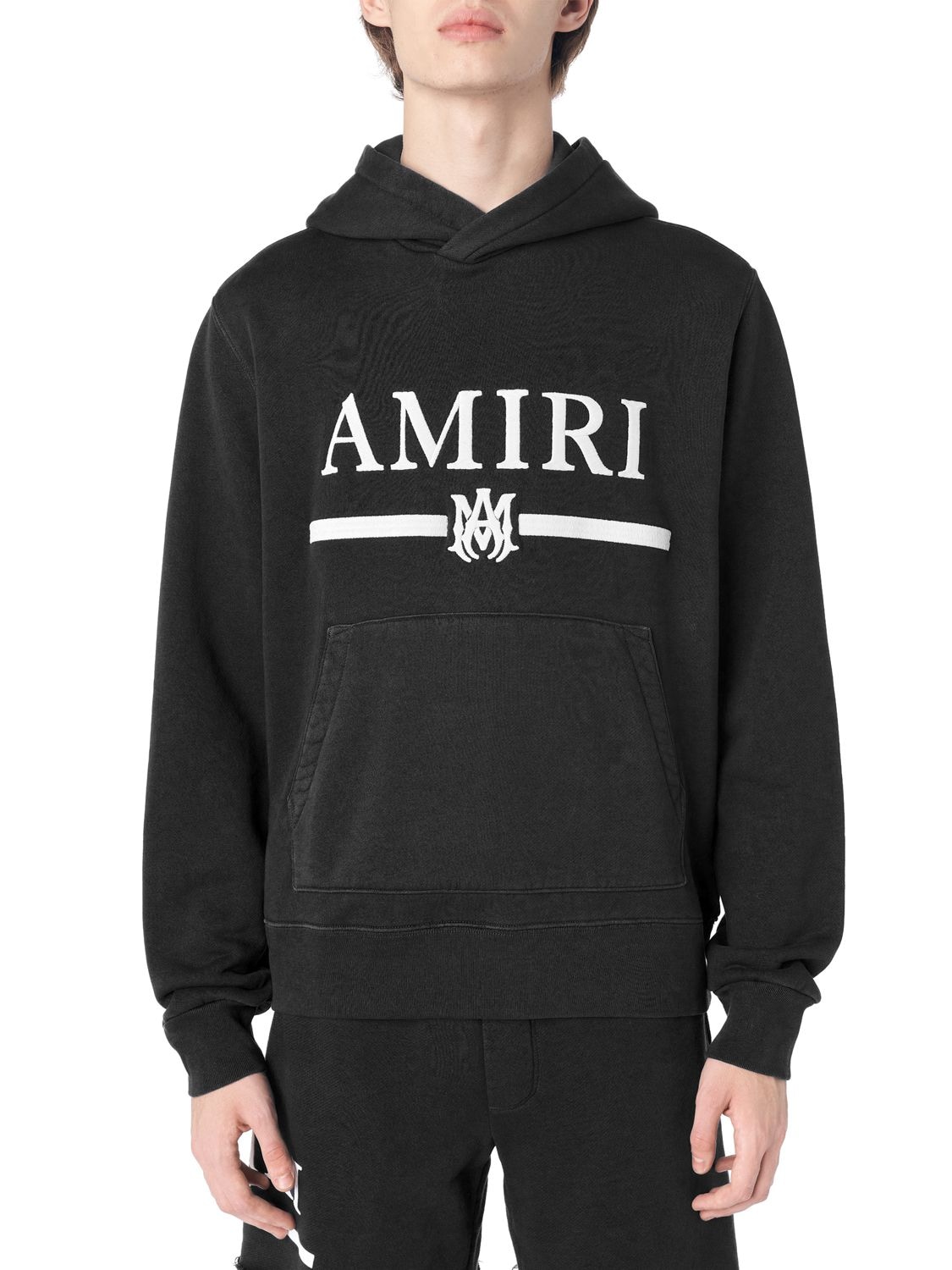 AMIRI LOGO PRINT COTTON JERSEY HOODIE