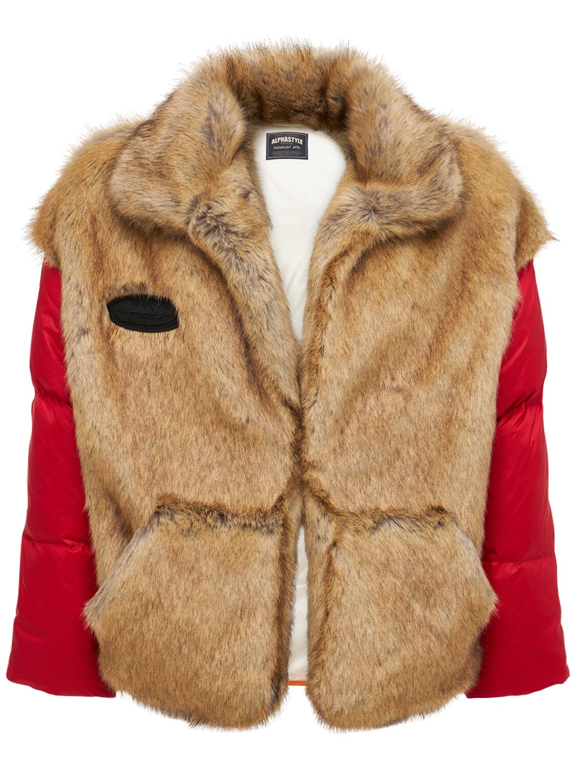 Alphastyle Amy Faux Fur Down Jacket In Blue,red