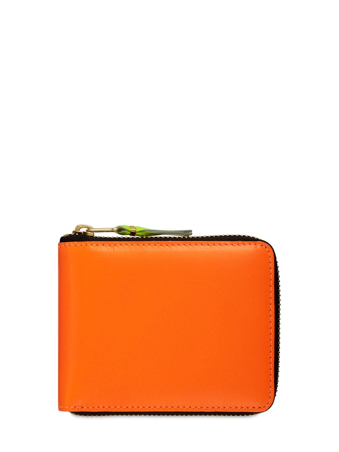 Comme Des Garçons Super Fluo Leather Zip-around Wallet In Orange