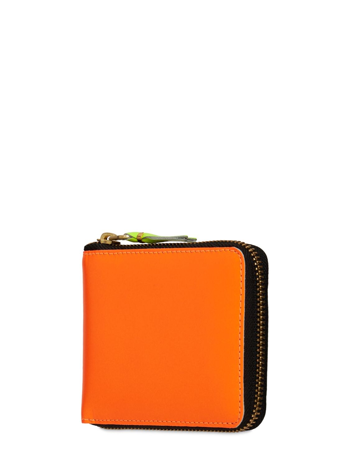 Shop Comme Des Garçons Super Fluo Leather Zip-around Wallet In Orange