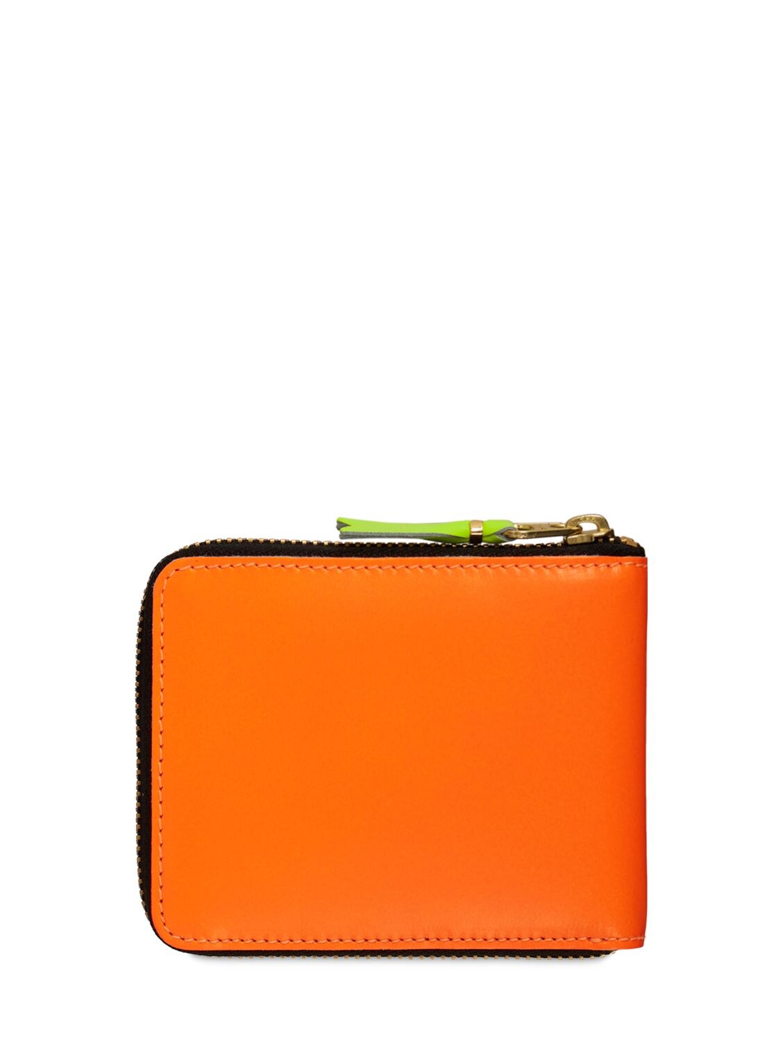 Shop Comme Des Garçons Super Fluo Leather Zip-around Wallet In Orange