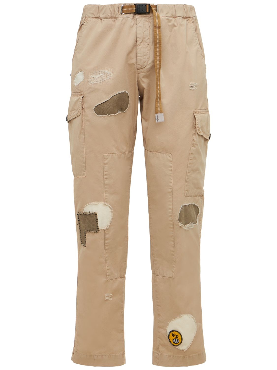 White Sand 88 Cotton Cargo Pants W/ Patches In Beige