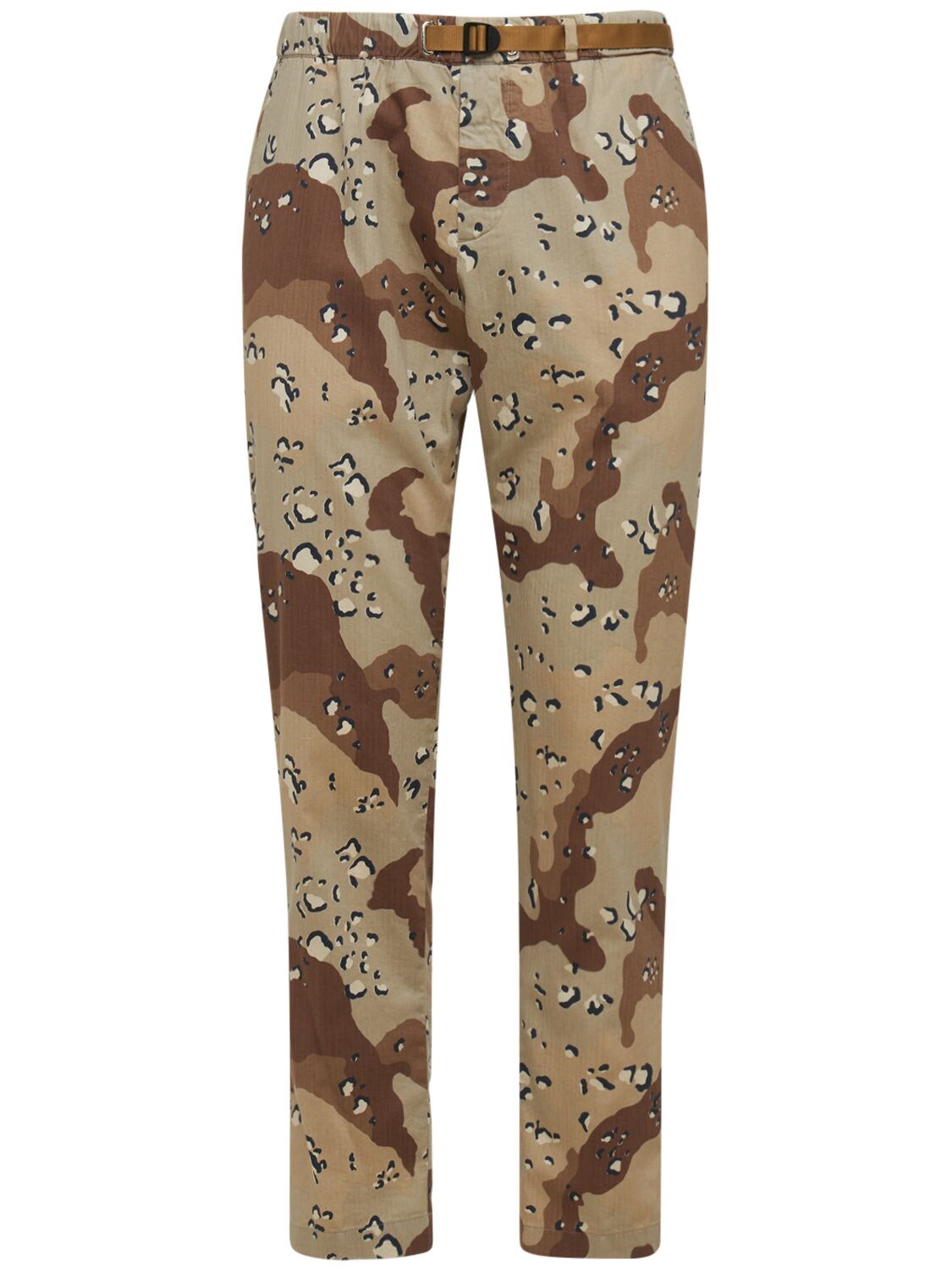 White Sand 88 Printed Cotton Cargo Pants In Beige