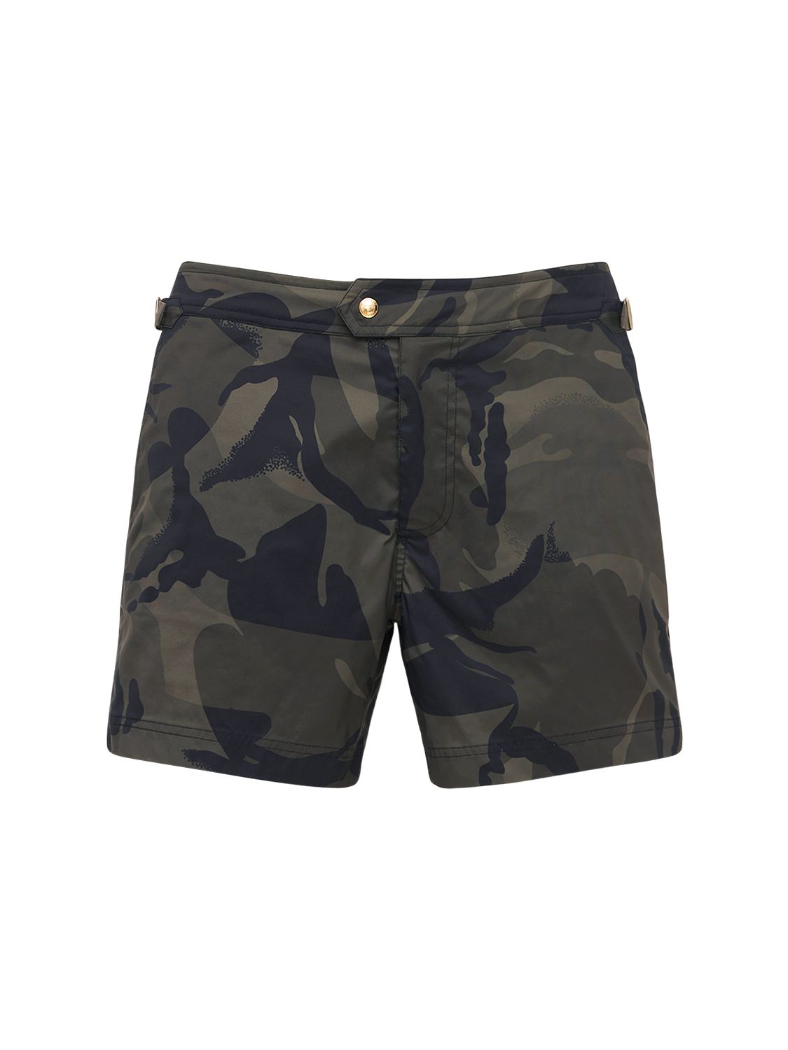 Tom Ford Camo Nylon Faille Classic Swim Shorts In Olive Green ModeSens