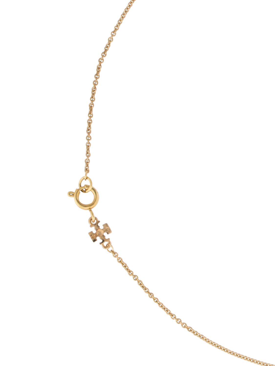 Shop Tory Burch Kira Enamel Collar Necklace In Gold,ivory