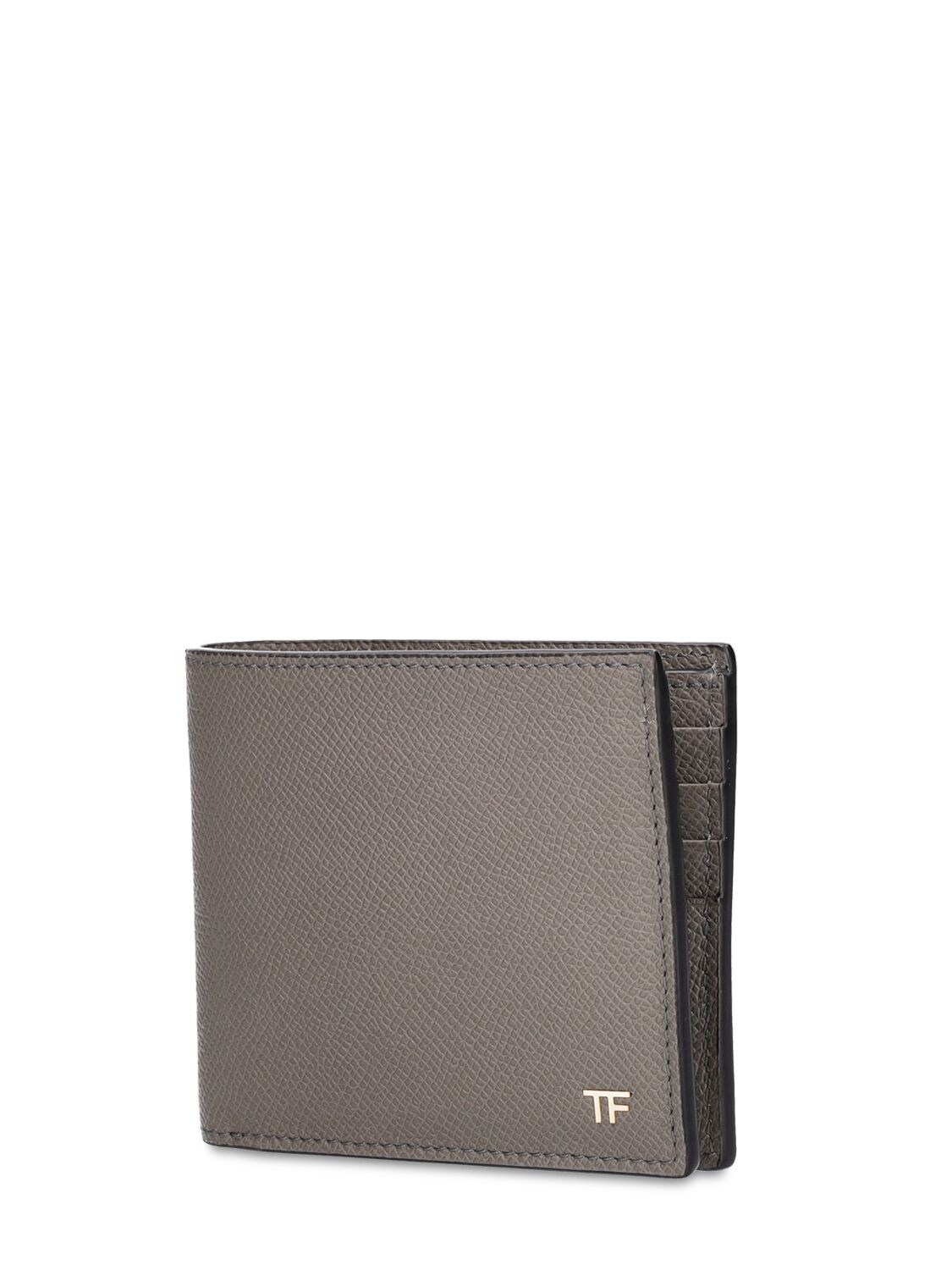 Tom Ford Logo Leather Wallet In Grey | ModeSens