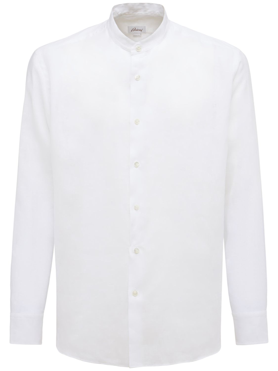 Brioni Linen Button-up Shirt In 화이트