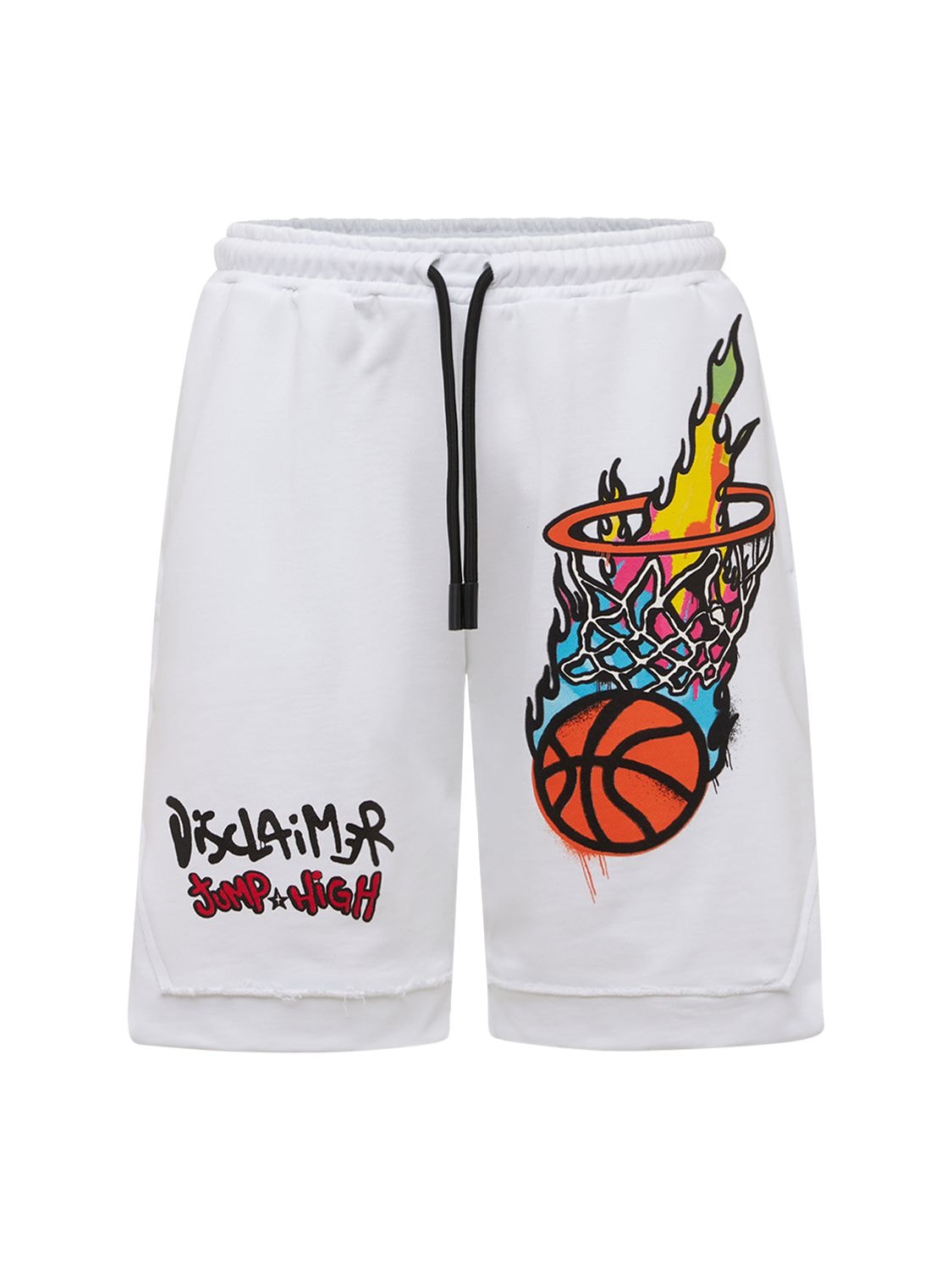 Disclaimer Jump High Printed Cotton Shorts In White