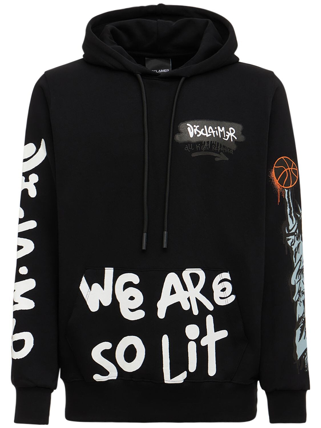 DISCLAIMER NY LOGO PRINTED COTTON HOODIE