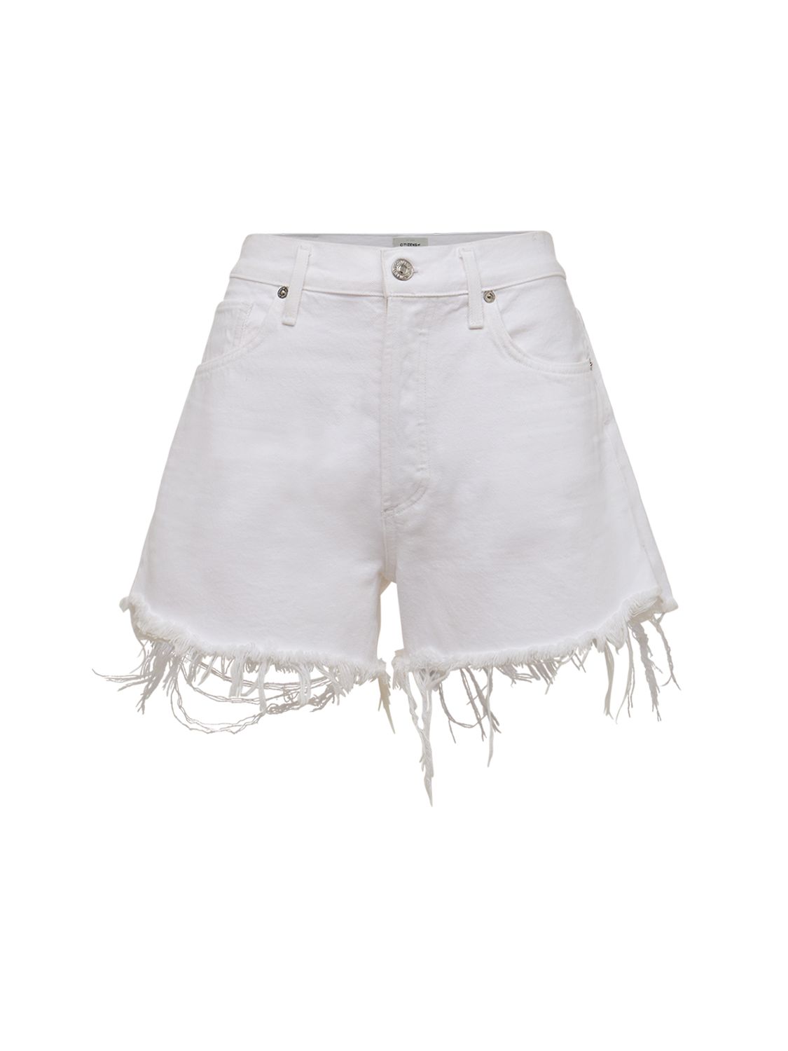 white frayed jean shorts