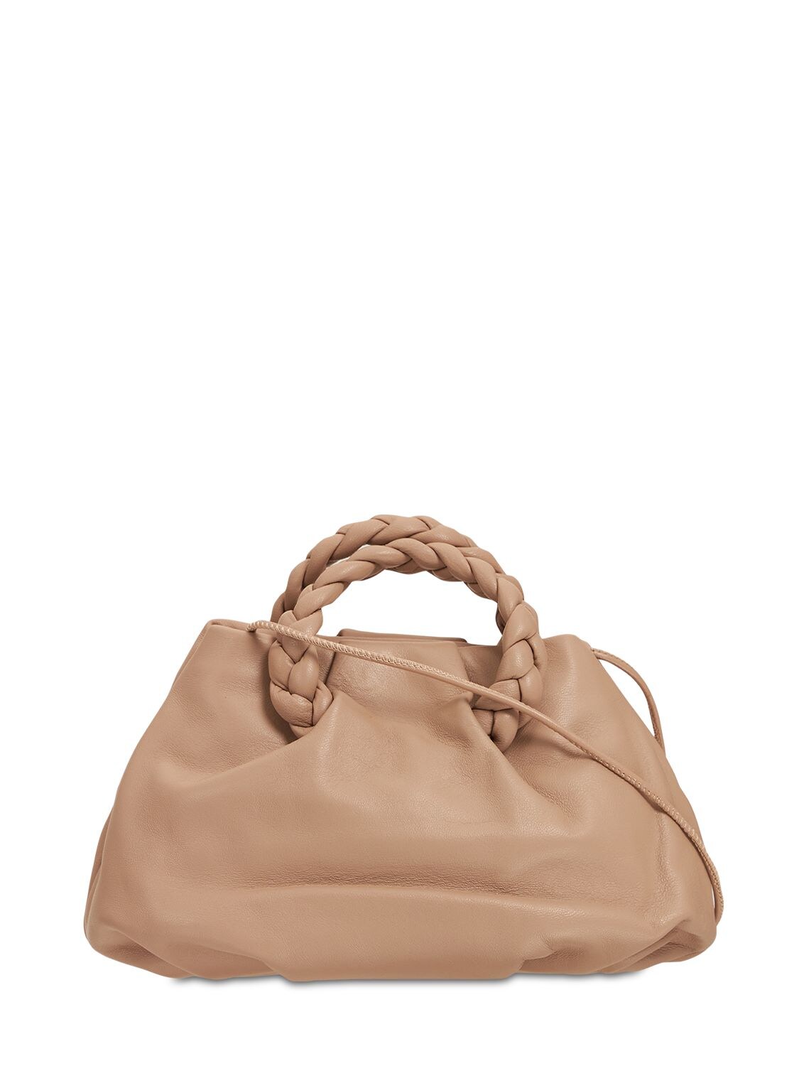 Hereu Bombon Braided Leather Top-handle Bag In Dark Almond