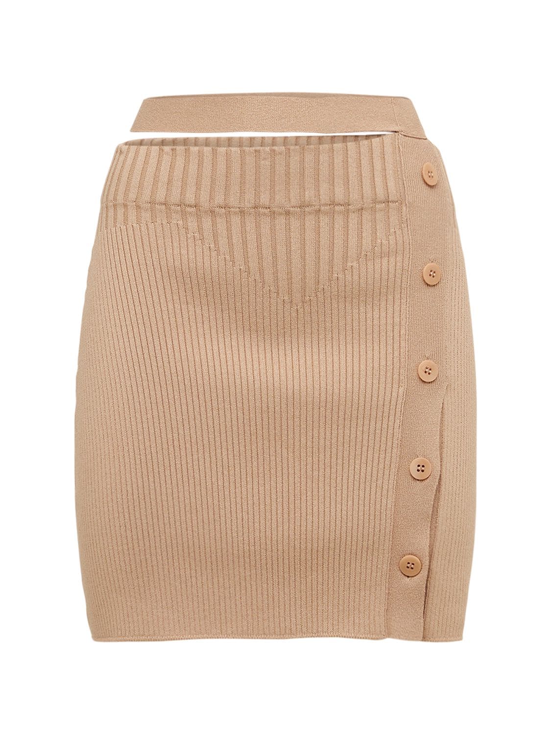 ANDREADAMO Rib Knit Mini Skirt W/ Buttons