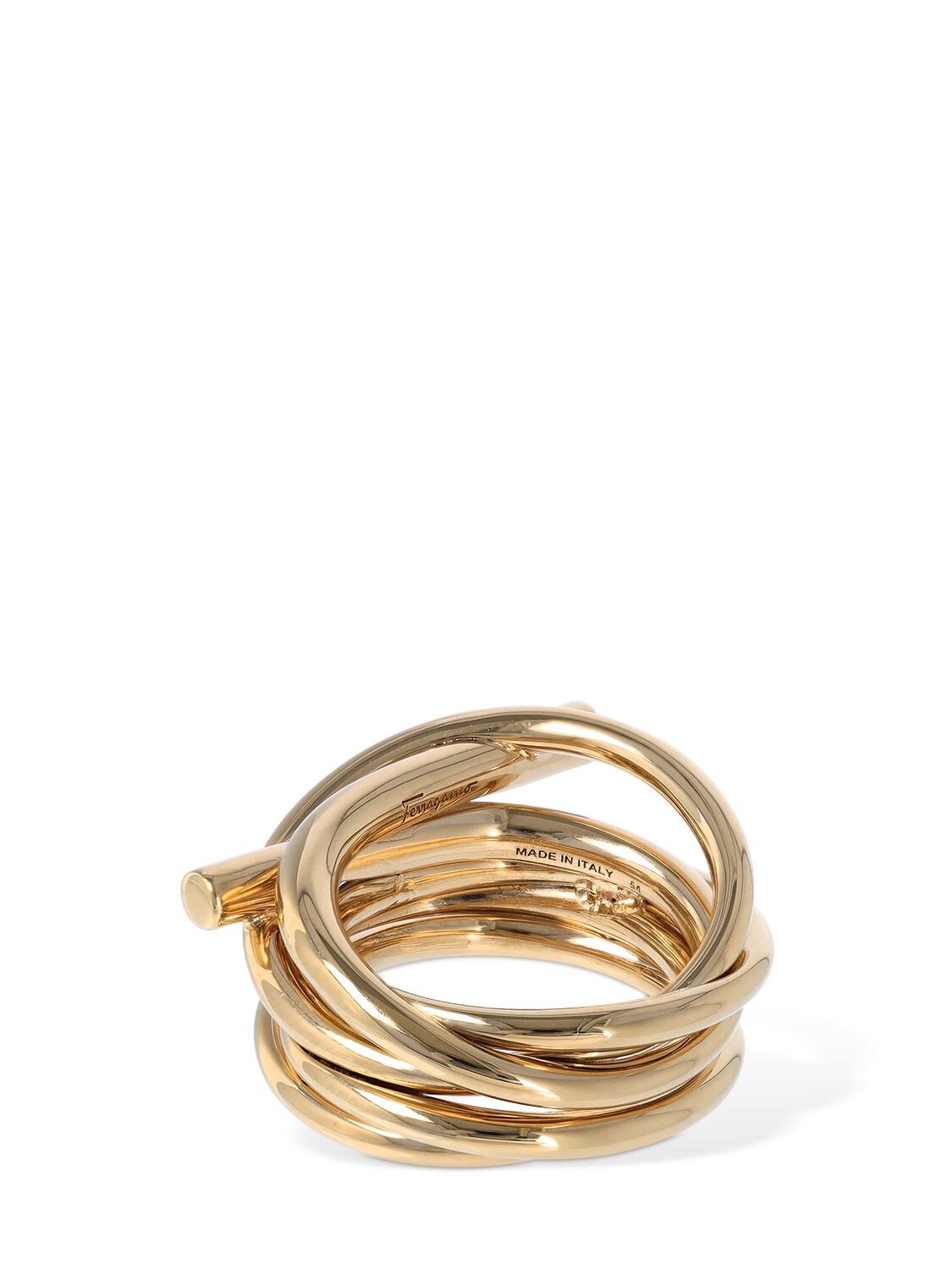 Shop Ferragamo Evo X Thick Ring In Gold