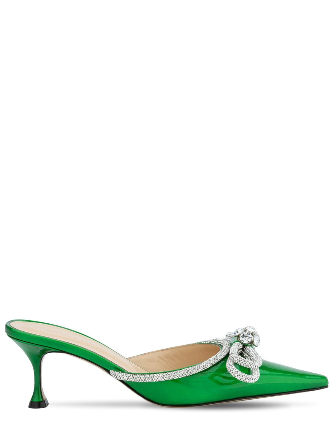 Mach & Mach 65 Green Crystal-embellished Leather Mules | ModeSens