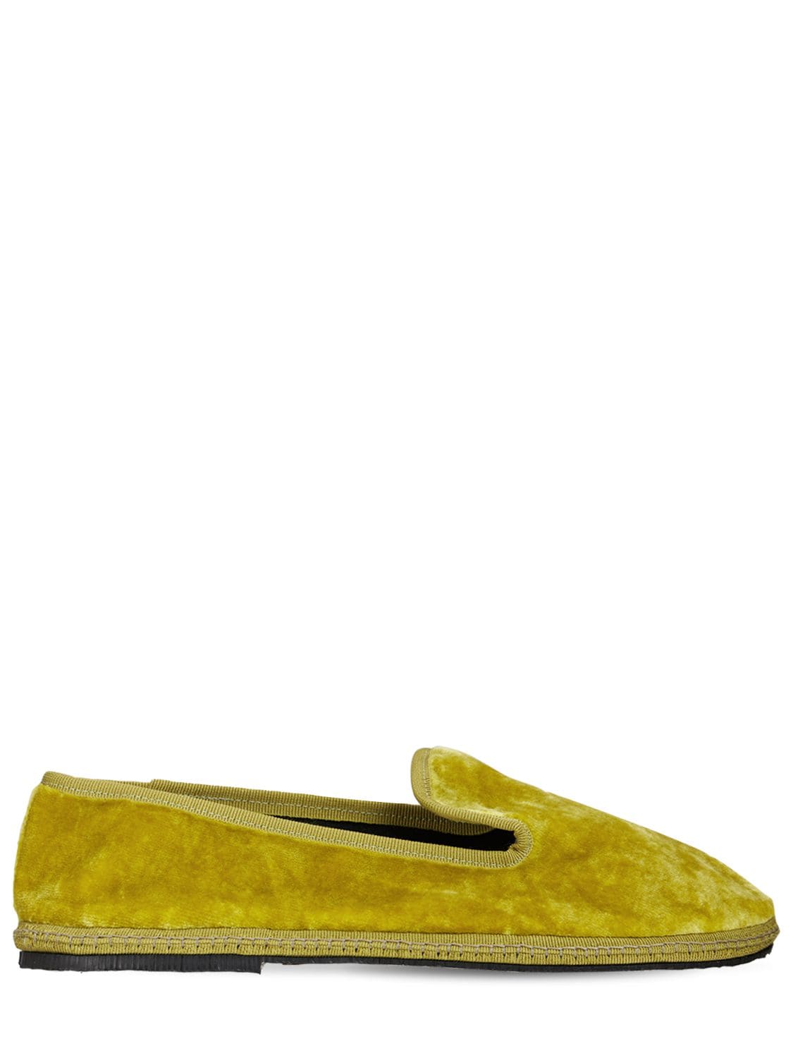 yellow velvet loafers