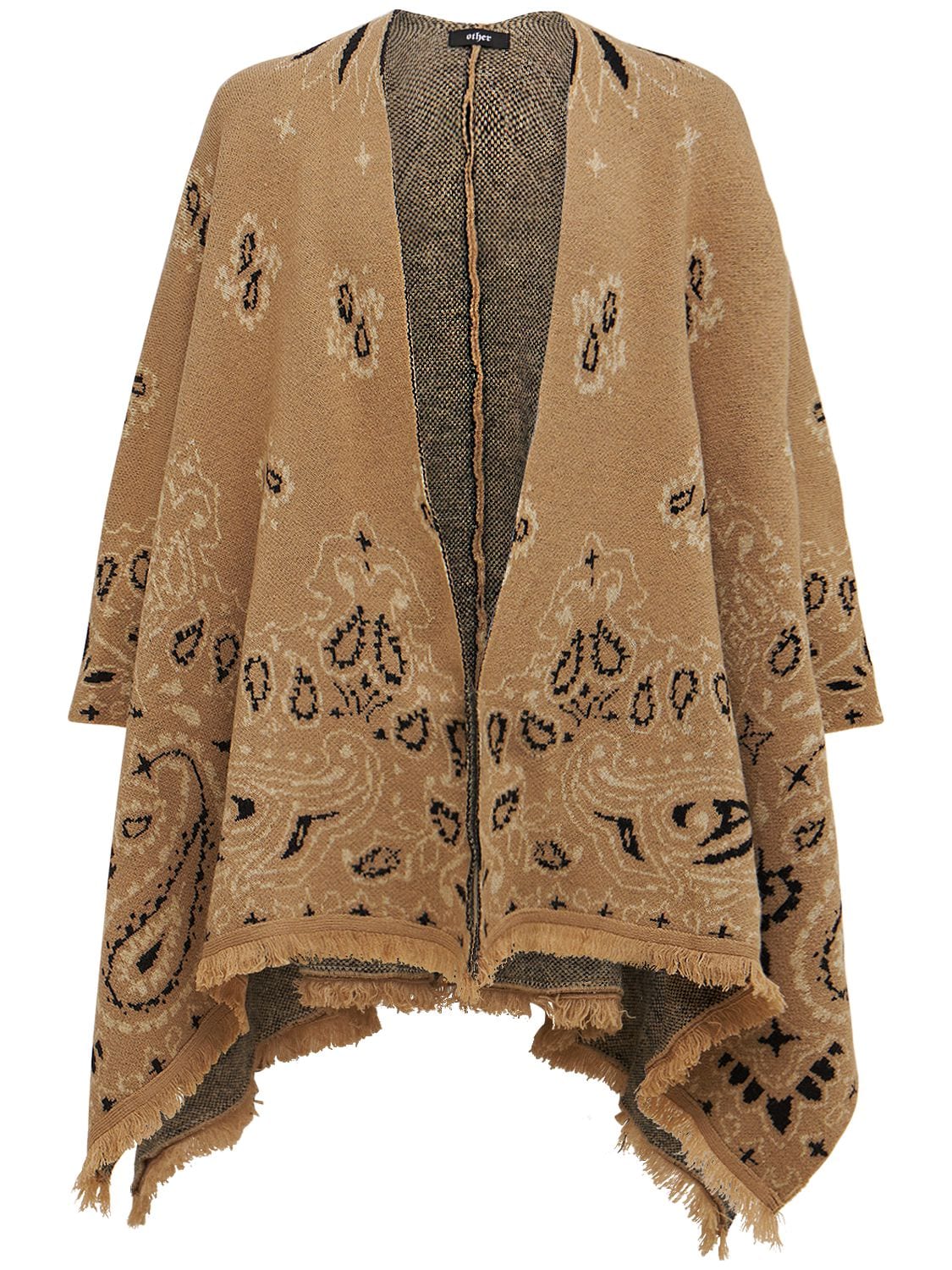 Other Western Paisley Knit Poncho In Beige