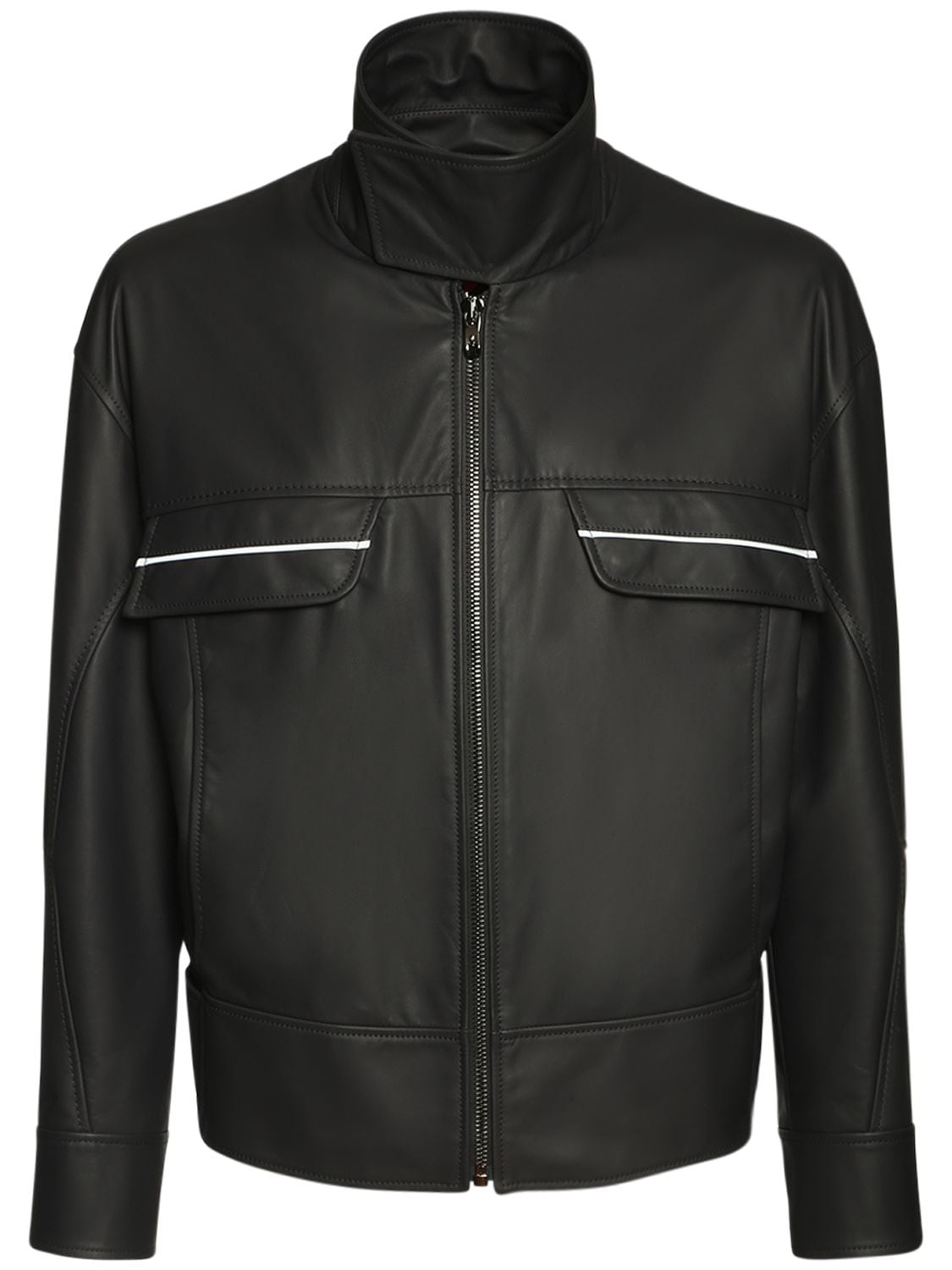 Ferrari Leather Jacket In Charcoal | ModeSens