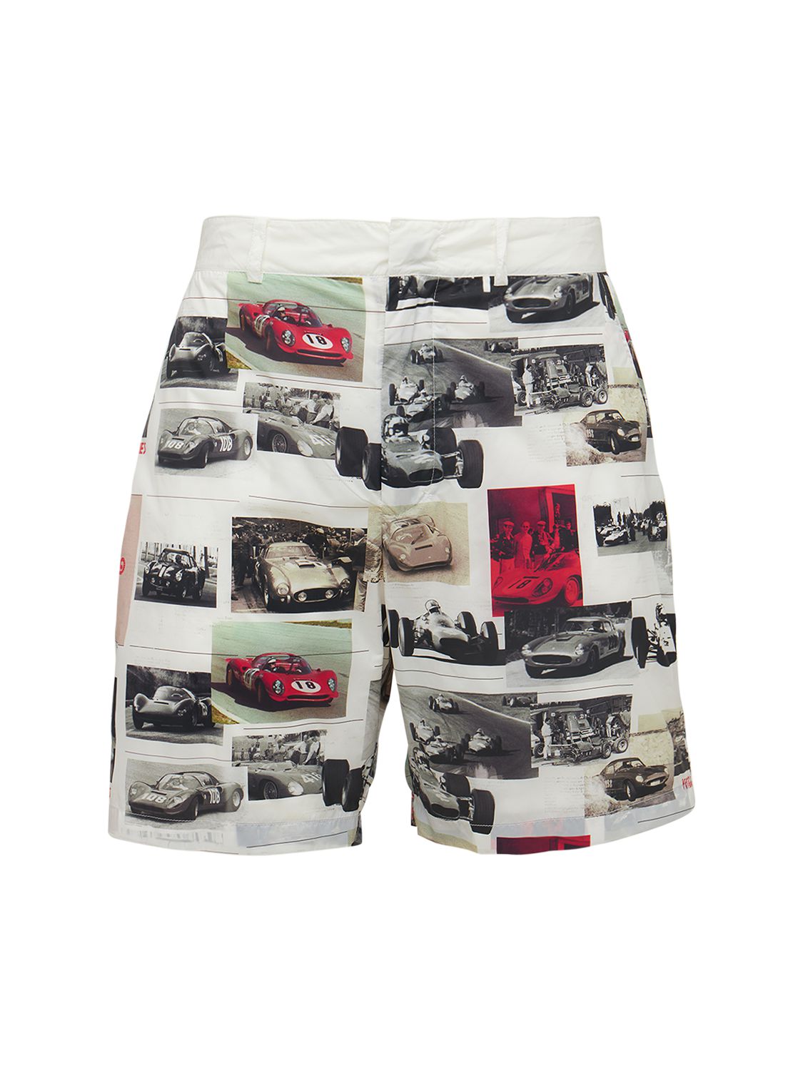 Ferrari Printed Recycled Fluid Nylon Shorts In White