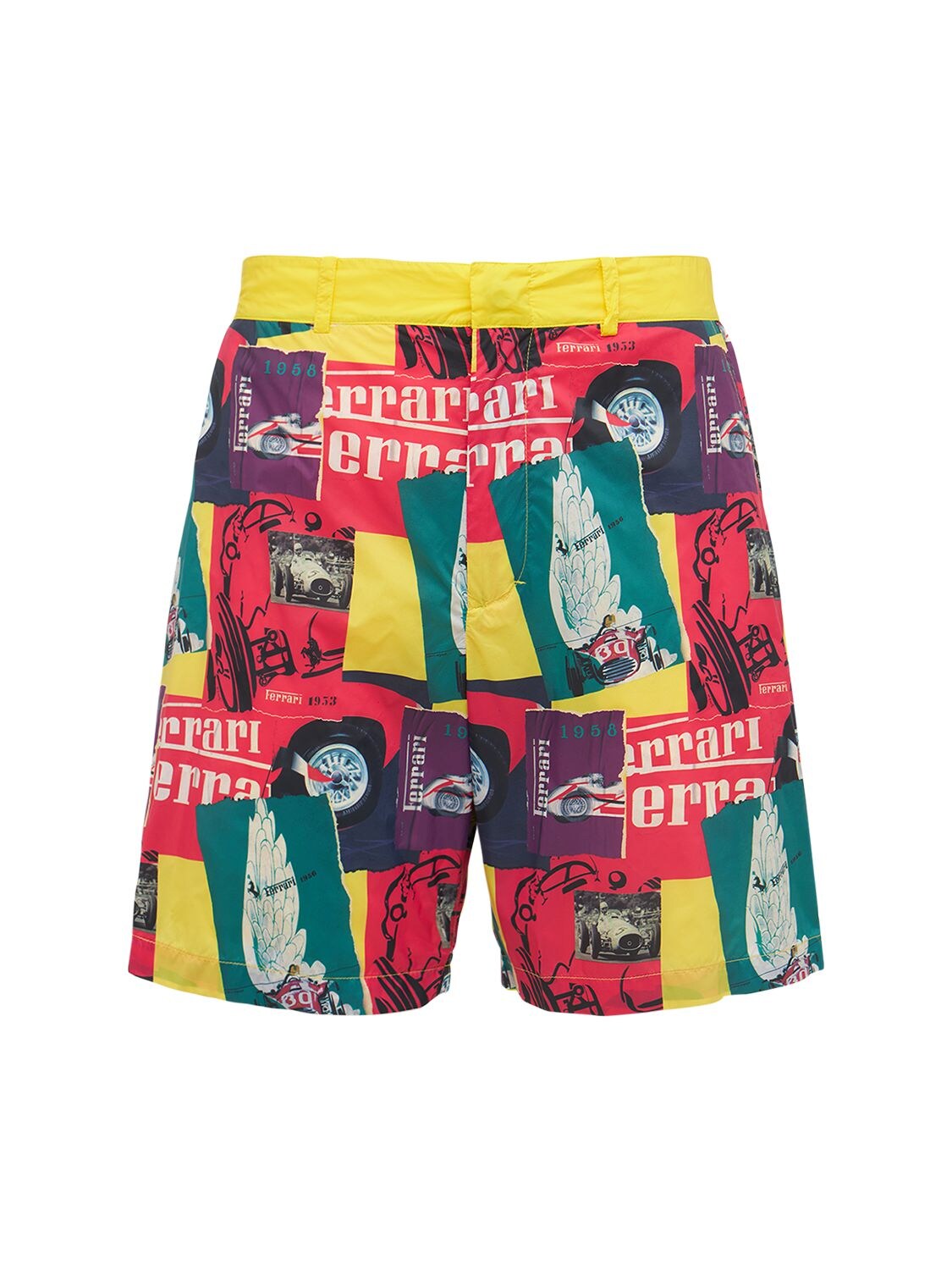 FERRARI PRINTED RECYCLED FLUID NYLON SHORTS