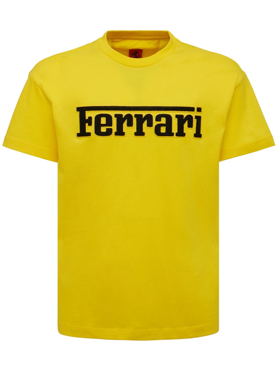 Ferrari Logo Cotton T-shirt In Process Yellow