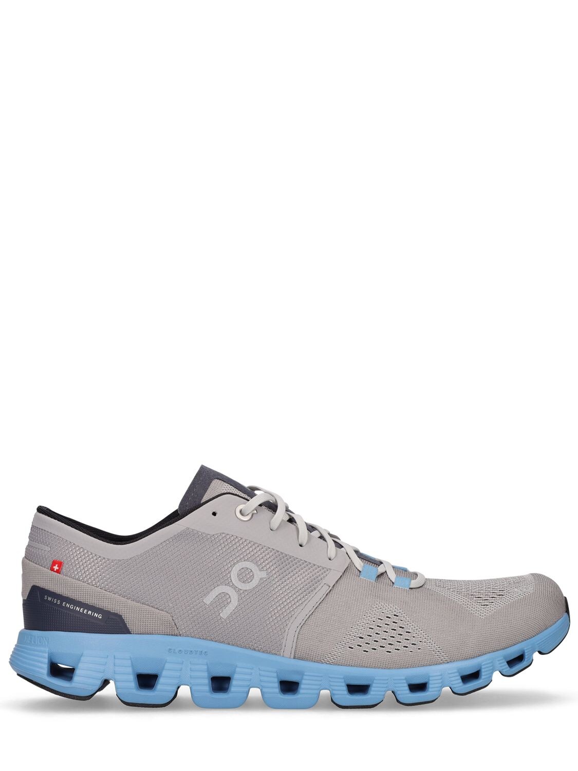 On Cloud X Rubber-trimmed Mesh Running Sneakers In Alloy,niagara