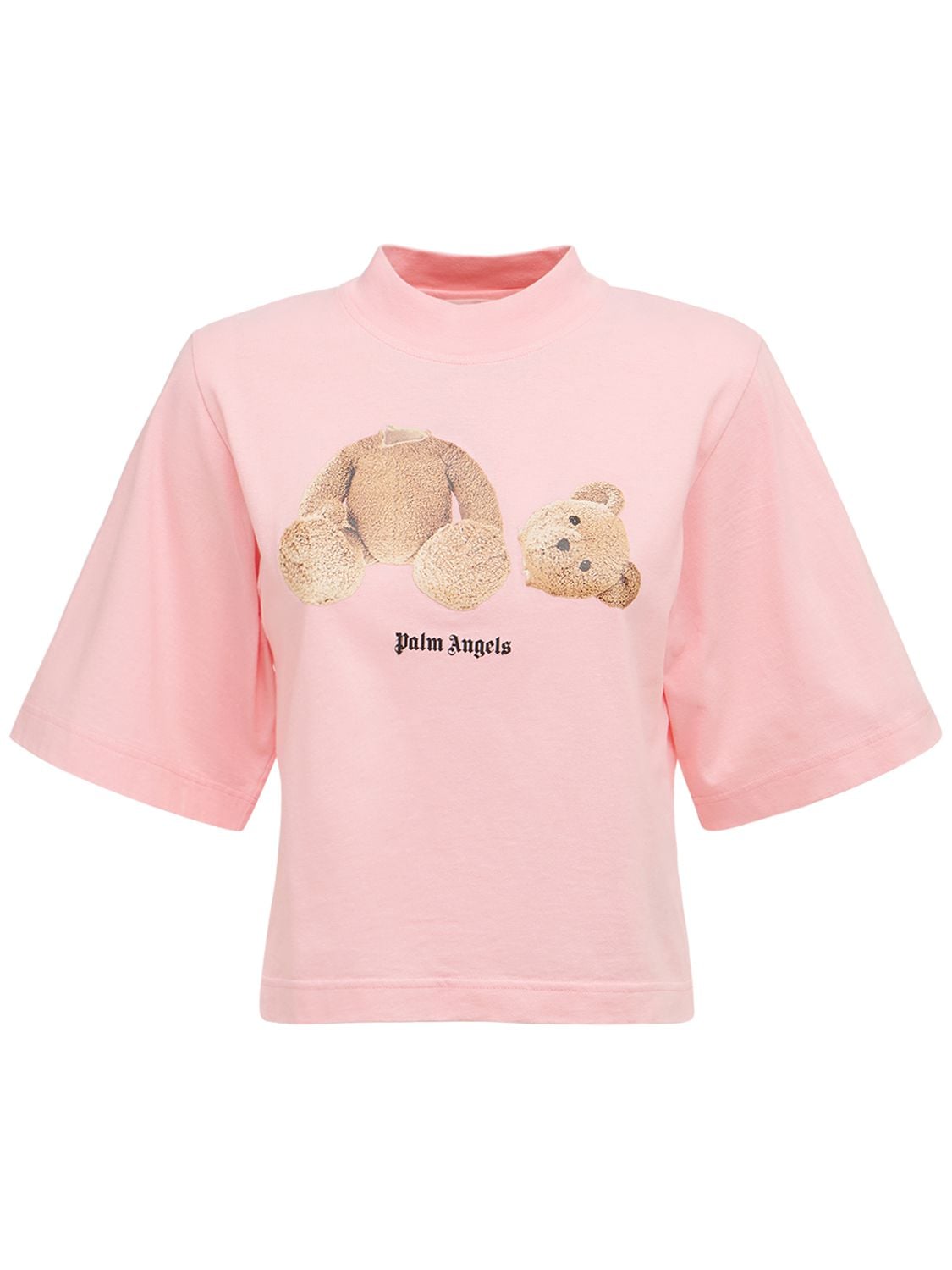 PALM ANGELS 小熊印花棉质平纹针织短款T恤
