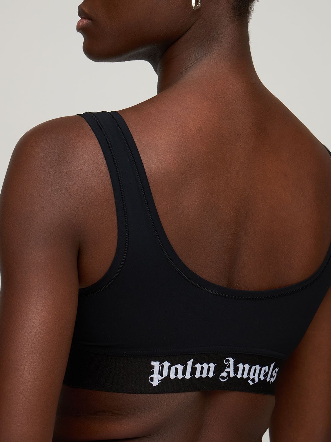 Shop Palm Angels Classic Logo Jersey Bra Top In Black