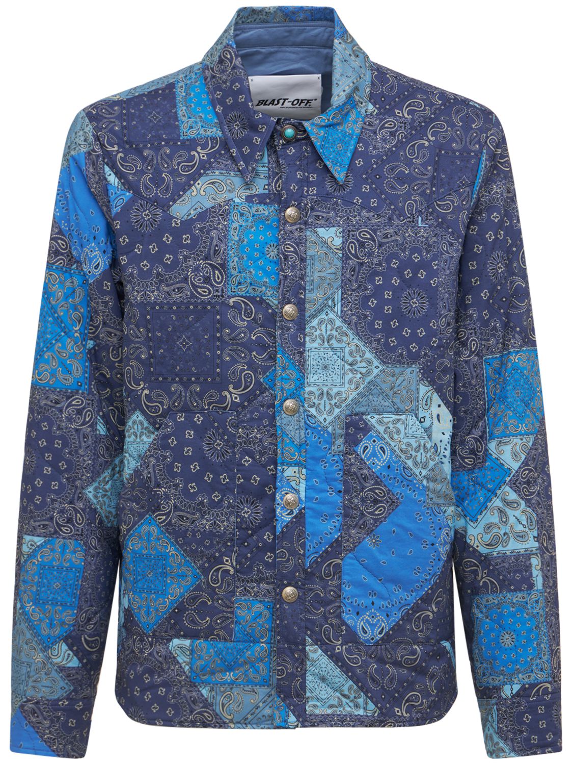 Blastoff Bandana Print Quilted Cotton Jacket In Blue ModeSens