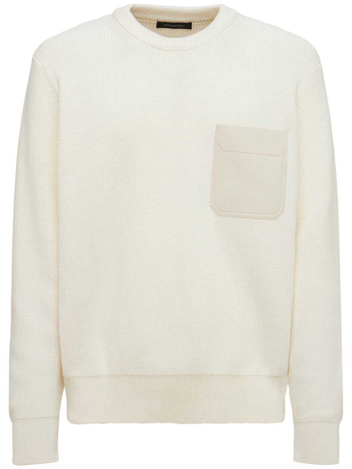 Zegna Crossover Silk-cashmere Crewneck Sweater In Off White