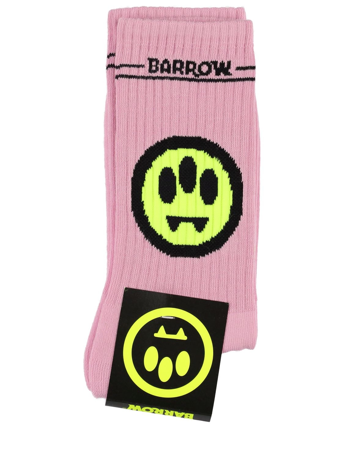 Barrow Mono Logo Cotton Blend Socks In Pink