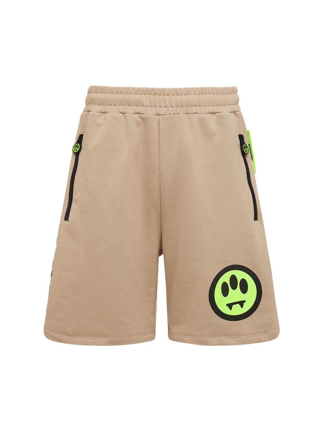 Barrow Cotton Logo Sweat Shorts In 米黄色