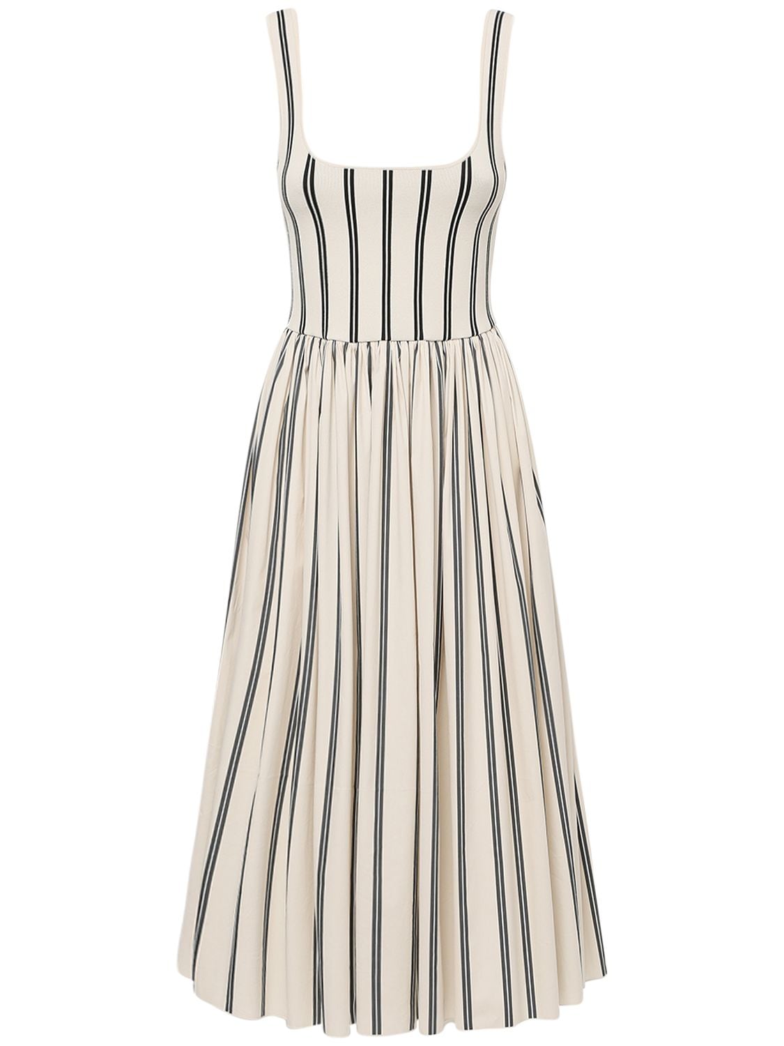 THEORY Striped Rayon Midi Dress