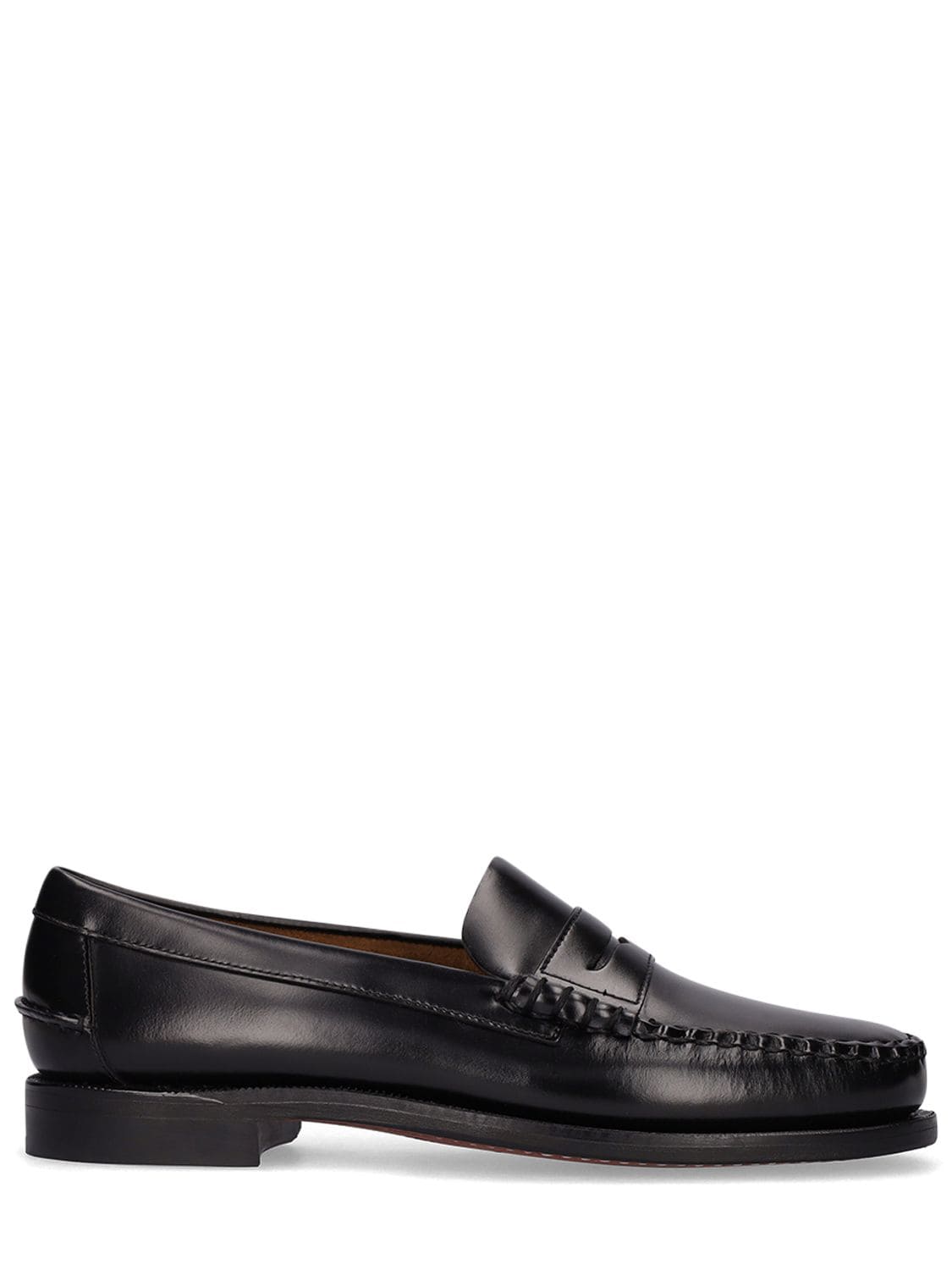 Shop Sebago Classic Dan Smooth Leather Loafers In Black