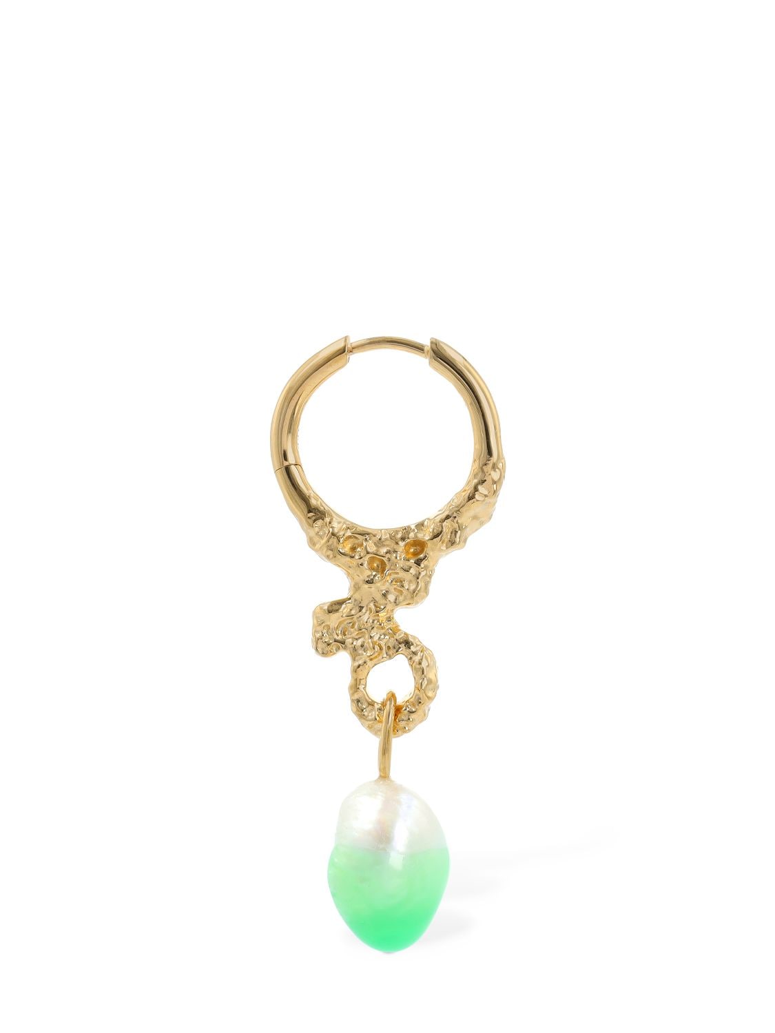Maria Black Miran Apple Pearl Mono Earring In Green,gold